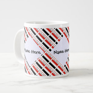 Yemeni Yemeni Flag Tiled Black Personalization  Large Coffee Mug