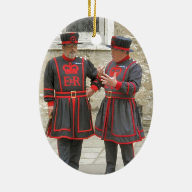 Yeoman warders, or beefeaters on duty ceramic ornament (Back)
