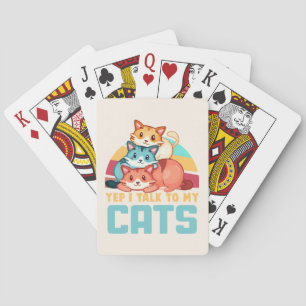 Yep, I Talk to My Cats–Adorable Trio Cat Design 2 Playing Cards