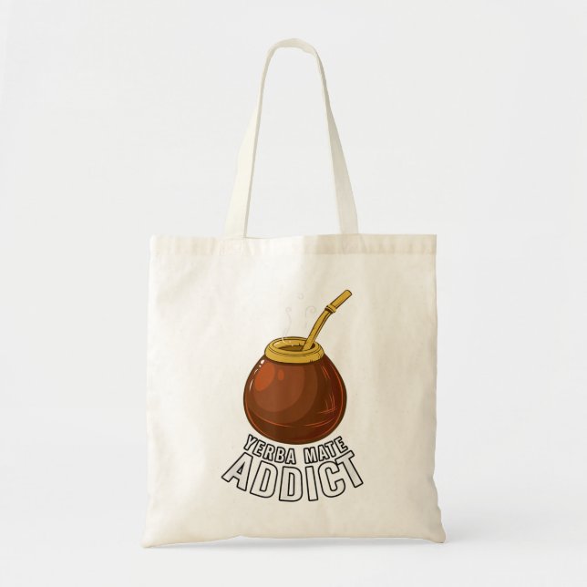 Yerba Mate Addict, Gourd and Bombilla Tote Bag (Front)