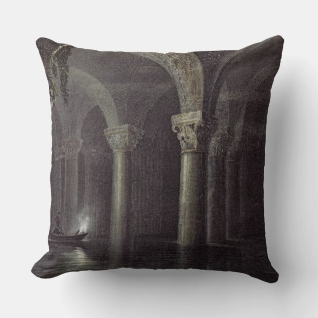 Yere Batan Serai (The Cisterns) Istanbul, engraved Throw Pillow (Front)