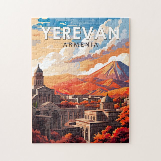 Yerevan Armenia Travel Art Vintage Jigsaw Puzzle (Vertical)