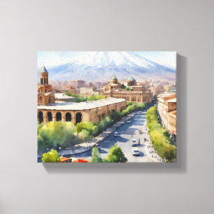 Yerevan watercolor art canvas print