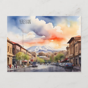 Yerevan watercolor art postcard