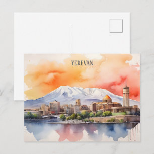 Yerevan watercolor art postcard