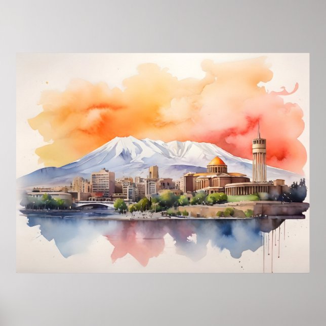 Yerevan watercolor art poster (Front)