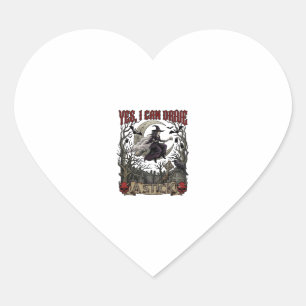 Yes Can Drive Stick Witch Graveyard Halloween_1 Heart Sticker