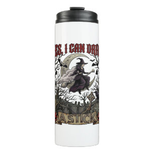 Yes Can Drive Stick Witch Graveyard Halloween_1 Thermal Tumbler
