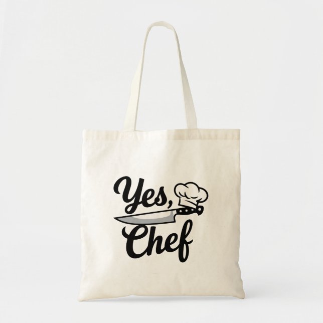 Yes Chef Funny Kitchen Cooking Budget Tote Bag (Front)
