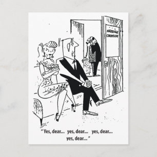 Yes Dear, Marriage Counsellor Humour, Vintage  Postcard