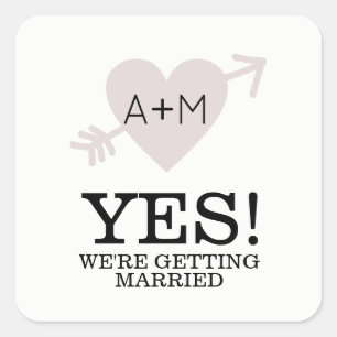 YES Getting Married Heart with Arrow Wedding  Square Sticker