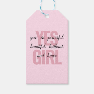 Yes Girl You Are Beautiful Motivational Girl Print Gift Tags