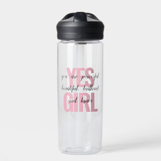 Yes Girl You Are Beautiful Motivational Girl Print Water Bottle