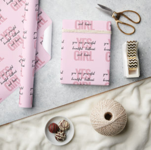Yes Girl You Are Beautiful Motivational Girl Print Wrapping Paper