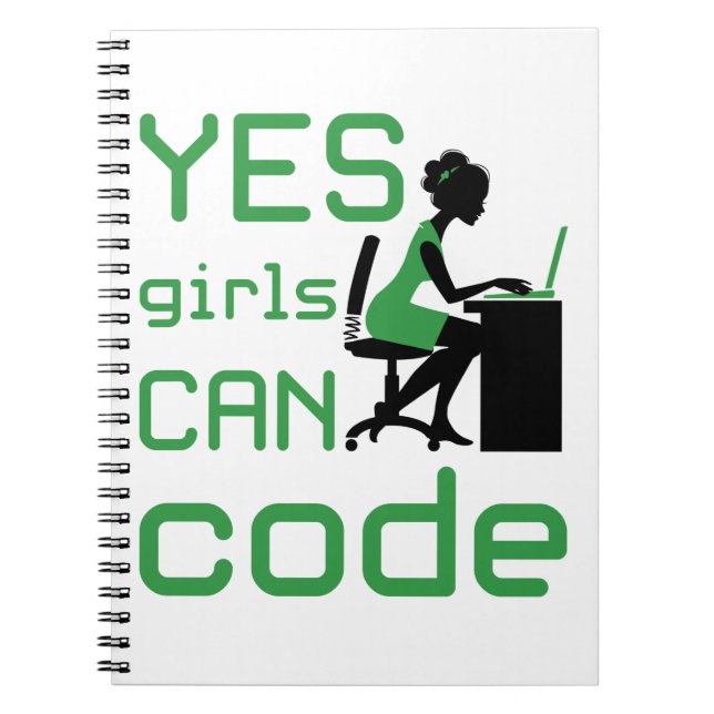 Yes Girls Can Code Woman Programmer Developer Notebook (Front)