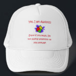 Yes I Am Autistic Hat<br><div class="desc">Beautiful Autism Awareness hat,  featuring the words,  Yes I am Autistic,  stare if you must I'm not paying attention to you anyway!,  customize this hat to any colour you like</div>