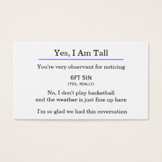 "Yes, I am tall" card