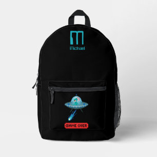 Yes I Believe Alien Flying UFO Spaceship Pixel Art Printed Backpack