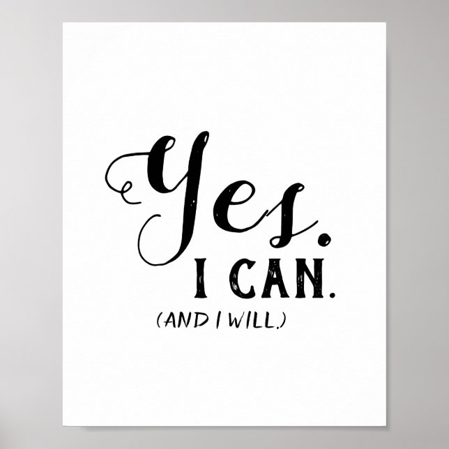 Yes I Can And I Will Motivational Christian Art Poster (Front)