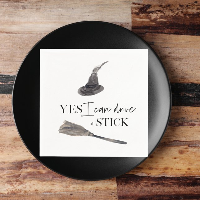 Yes I Can Drive A Stick Fun | Happy Halloween Napkin (Creator Uploaded)