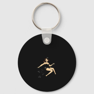 Yes I Can Drive A Stick Funny Halloween Soky Witch Keychain
