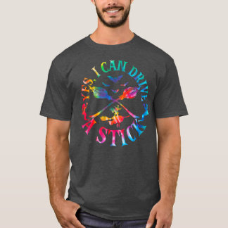 Yes I Can Drive A Stick Funny Halloween Witch Tie T-Shirt