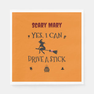 Yes, I Can Drive A Stick Says The Witch Napkin