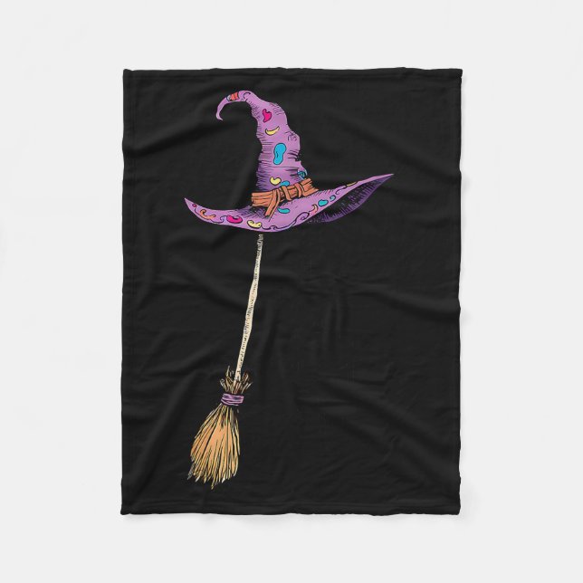Yes I Can Drive A Stick Soky Witch Funny Halloween Fleece Blanket (Front)