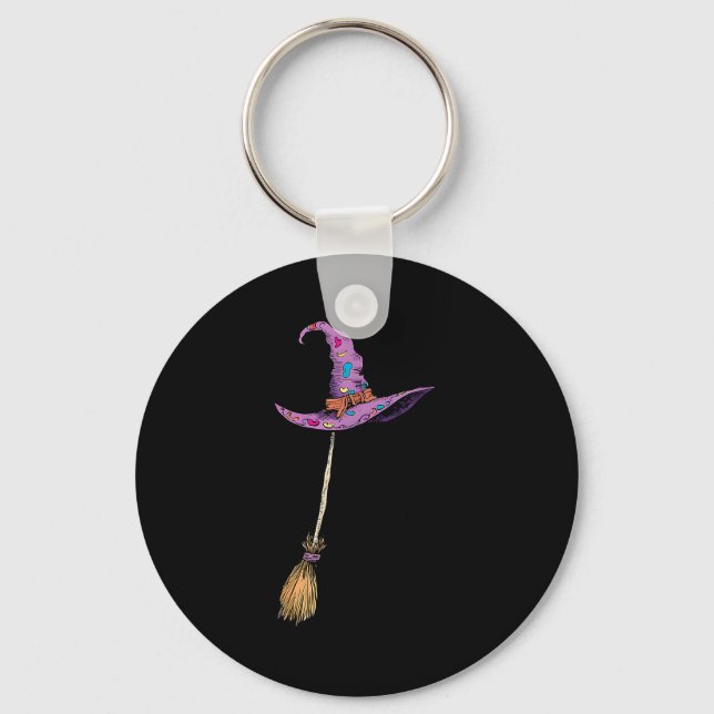 Yes I Can Drive A Stick Soky Witch Funny Halloween Keychain (Front)