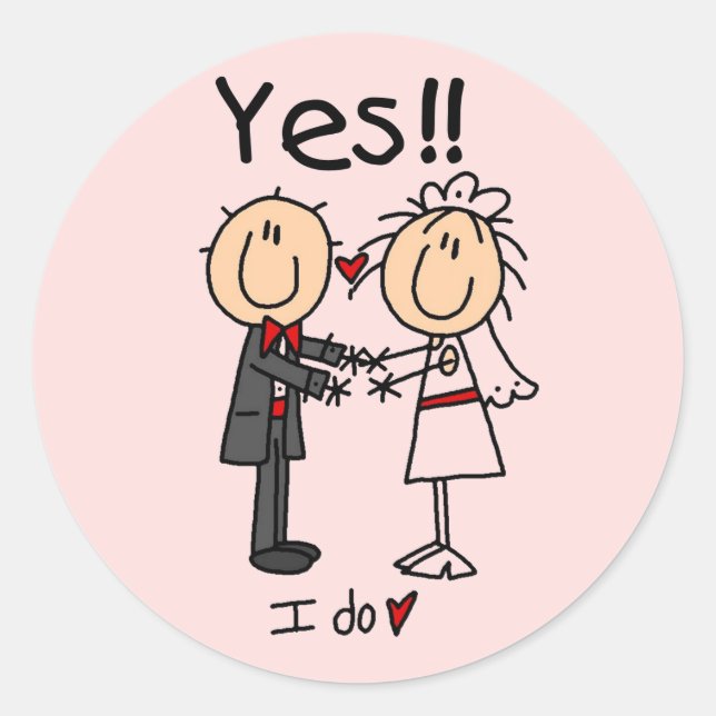 YES I Do Bride and Groom T-shirts and Gifts Classic Round Sticker (Front)