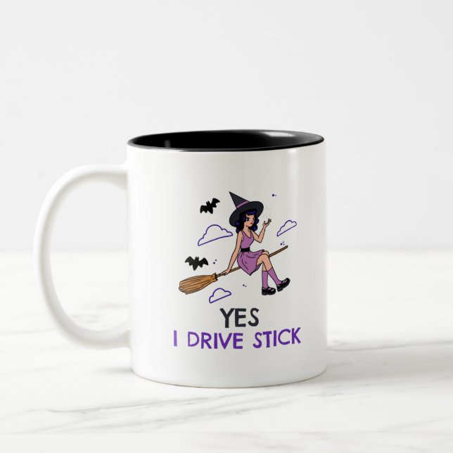 Yes I Drive Stick  Two-Tone Coffee Mug (Left)