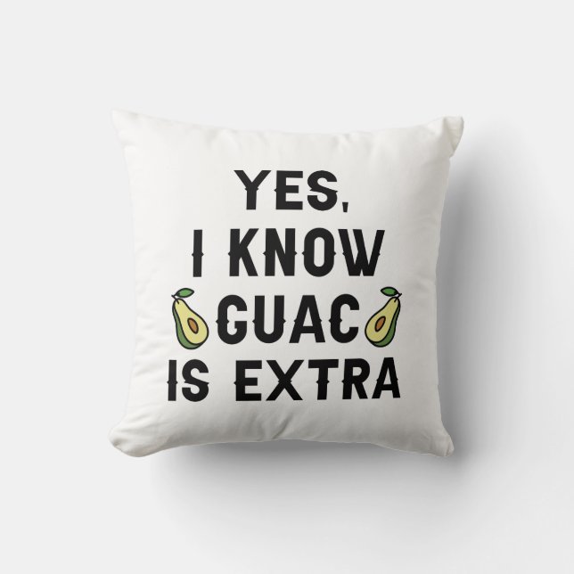 Yes I Know Guac Is Extra Throw Pillow (Front)