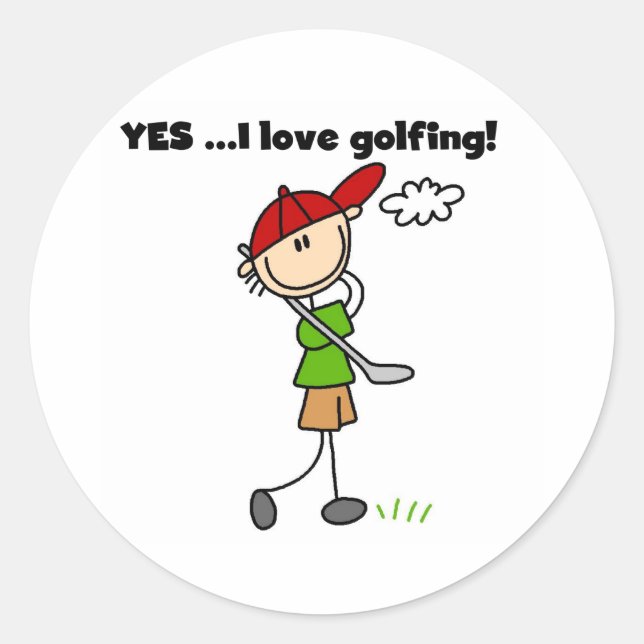YES I Love Golfing Classic Round Sticker (Front)
