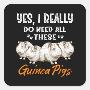 Yes, I Really Do Need All These Guinea Pigs Square Sticker