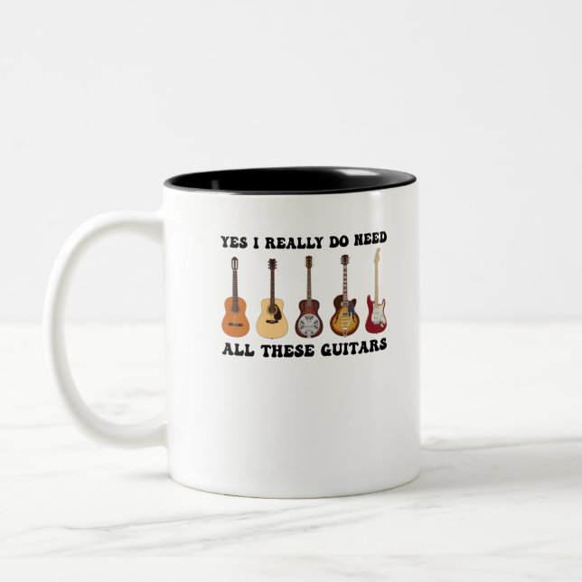 Yes I Really Do Need All These Guitars Two-Tone Coffee Mug (Left)