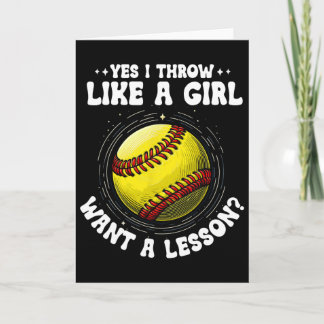 Yes I Throw Like A Girl Want A Lesson Softll Catch Card