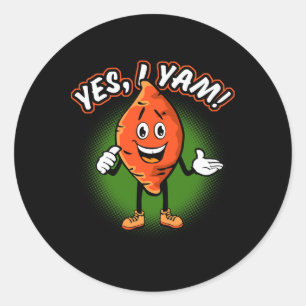 Yes I Yam Funny Sweet Potato Pun Thanksgiving Humo Classic Round Sticker