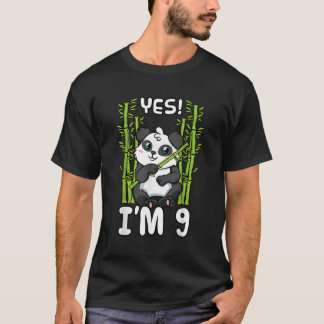 Yes I'M 9 Panda Theme Bday Py Celebration T-Shirt