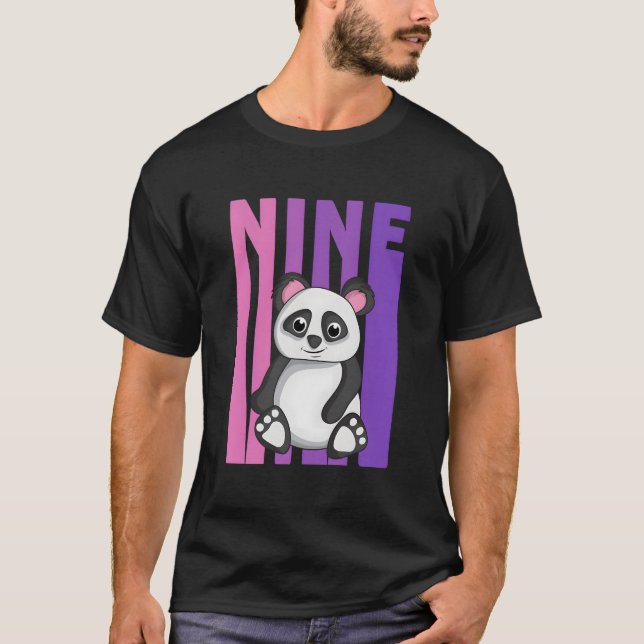 Yes I'M 9 Panda Themed 9Th Py T-Shirt (Front)