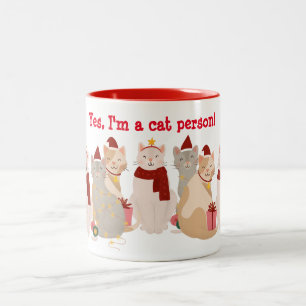 Yes, I'm a cat person - Xmas Design Two-Tone Coffee Mug