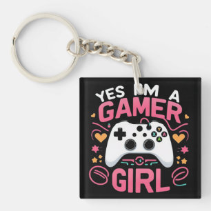 Yes I'm A Gamer Girl: Pink & White Controller Keychain