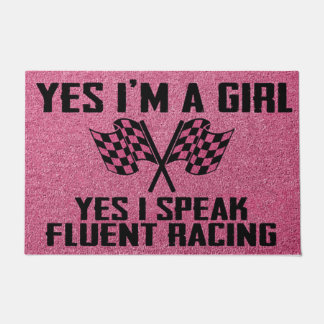 Yes I'm A Girl, Pink Racing Doormat