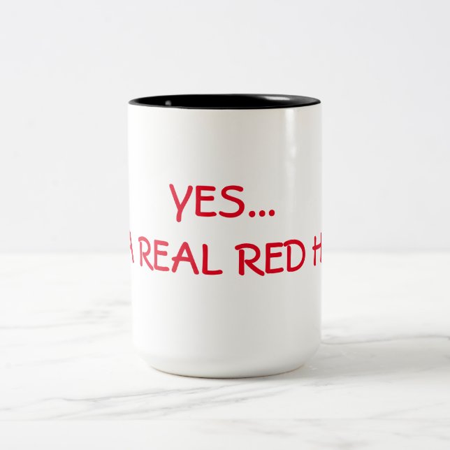 YES... I'M A REAL RED HEAD Two-Tone COFFEE MUG (Center)