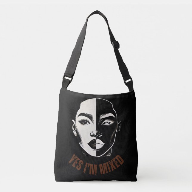 YES, I'M MIXED – Split Face Crossbody Bag (Front)