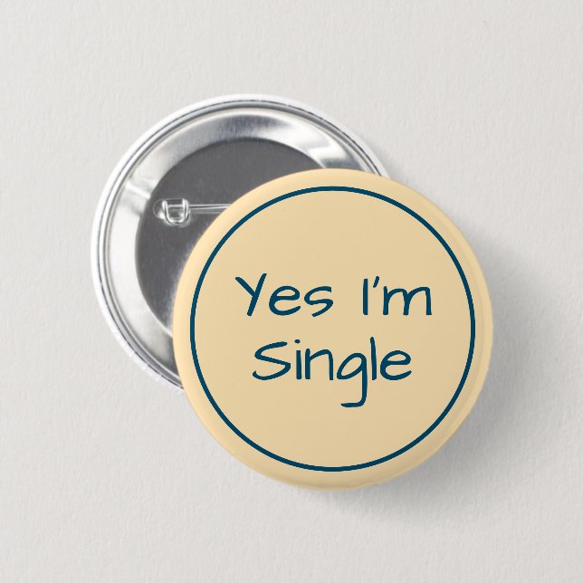 Yes I'm Single Peach and Blue Text 2 Inch Round Button (Front & Back)