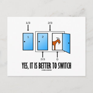 Yes, It Is Better To Switch (Three Doors One Goat) Postcard