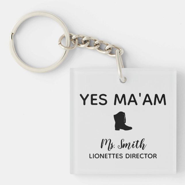 Yes Ma'am Personalized Drill Team Director Keychain (Front)