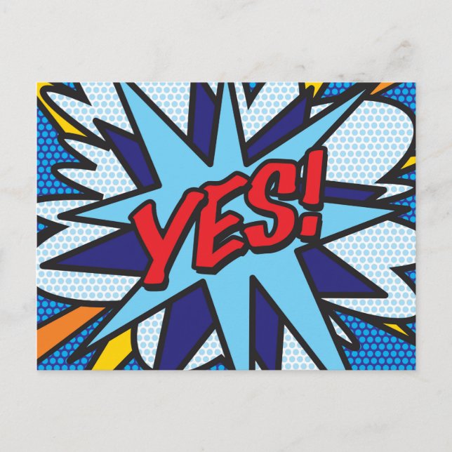 YES NO Fun Retro Comic Book Pop Art Postcard (Front)