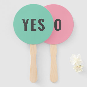 Yes No Game Modern Pastel Green Pink Hand Fan