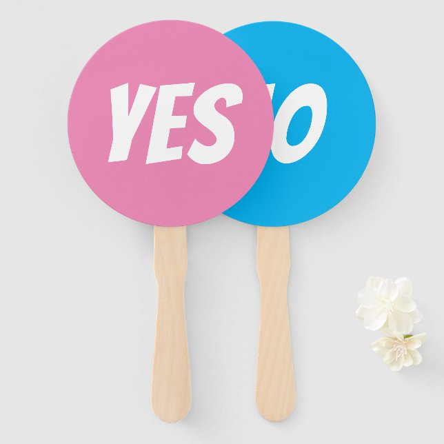 Yes / No gender reveal quiz game signboards Hand Fan (Front and Back)